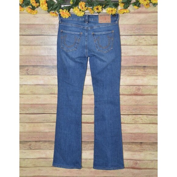 True Religion Becca Mid Rise Bootcut Blue Jeans Slim 25 Button Fly Cowgirl - Picture 5 of 12